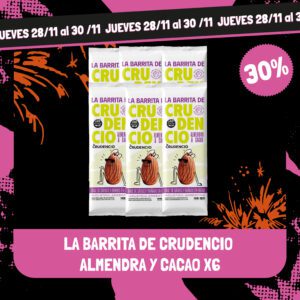 La barrita de Crudencio Almendra y cacao X6